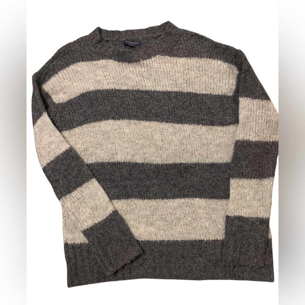 American Eagle Vintage Women’s Sweater Striped Gray Size M Wool Blend